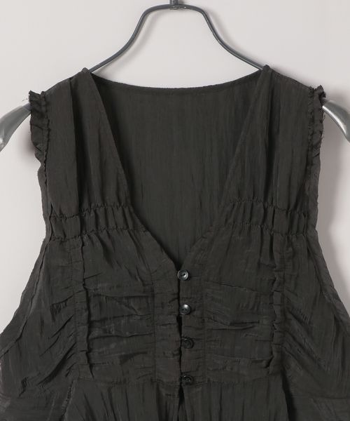 JEANASIS（ジーナシス）の「ワッシャーサテンギャザーNS/497114（ベスト・レディース・ブラック/ベージュ系その他/アイボリー・FREE）」の10枚目の写真