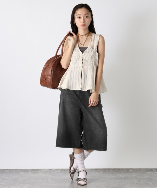 JEANASIS（ジーナシス）の「ワッシャーサテンギャザーNS/497114（ベスト・レディース・ブラック/ベージュ系その他/アイボリー・FREE）」の18枚目の写真