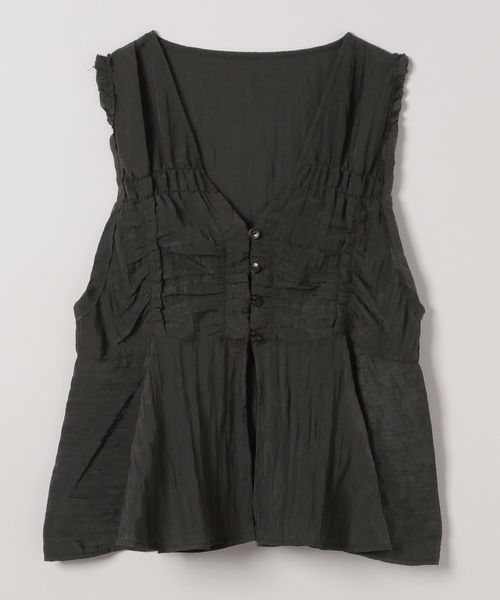 JEANASIS（ジーナシス）の「ワッシャーサテンギャザーNS/497114（ベスト・レディース・ブラック/ベージュ系その他/アイボリー・FREE）」の8枚目の写真