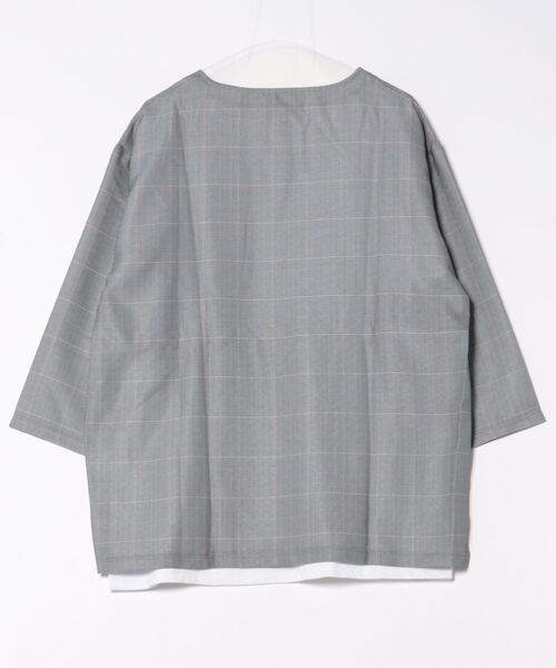 NO NEED(ノーニード)の「7分袖ノーカラーシャツTインナーセット(シャツ/ブラウス・メンズ・グレー系その他・M/L/LL)」の2枚目の写真
