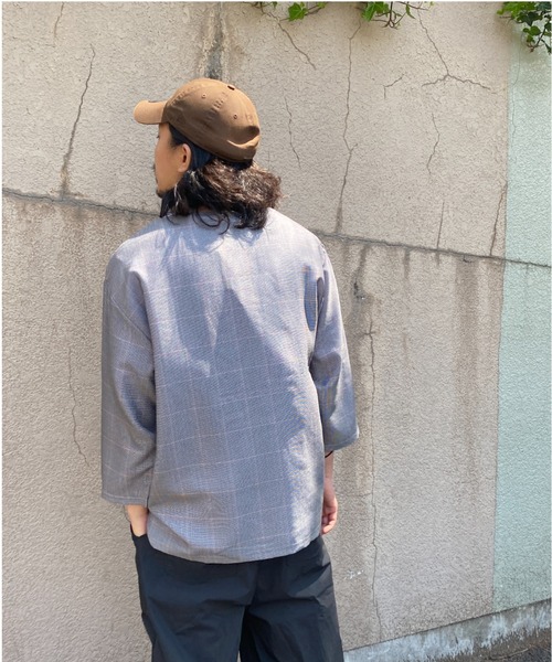 NO NEED(ノーニード)の「7分袖ノーカラーシャツTインナーセット(シャツ/ブラウス・メンズ・グレー系その他・M/L/LL)」の14枚目の写真