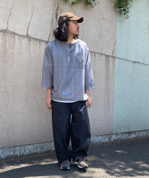 NO NEED(ノーニード)の「7分袖ノーカラーシャツTインナーセット(シャツ/ブラウス・メンズ・グレー系その他・M/L/LL)」の10枚目の写真
