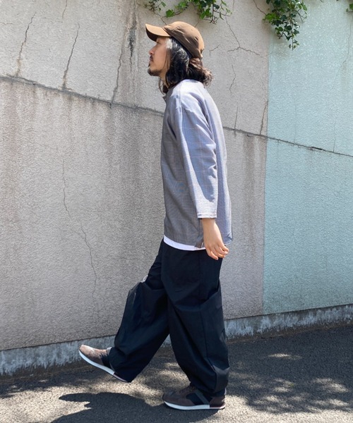 NO NEED(ノーニード)の「7分袖ノーカラーシャツTインナーセット(シャツ/ブラウス・メンズ・グレー系その他・M/L/LL)」の8枚目の写真