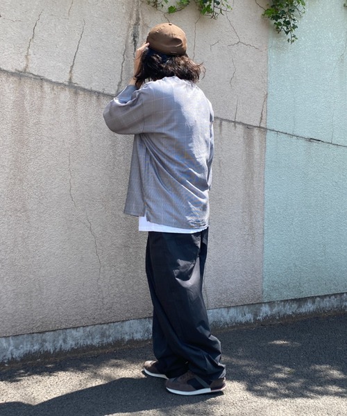NO NEED(ノーニード)の「7分袖ノーカラーシャツTインナーセット(シャツ/ブラウス・メンズ・グレー系その他・M/L/LL)」の7枚目の写真