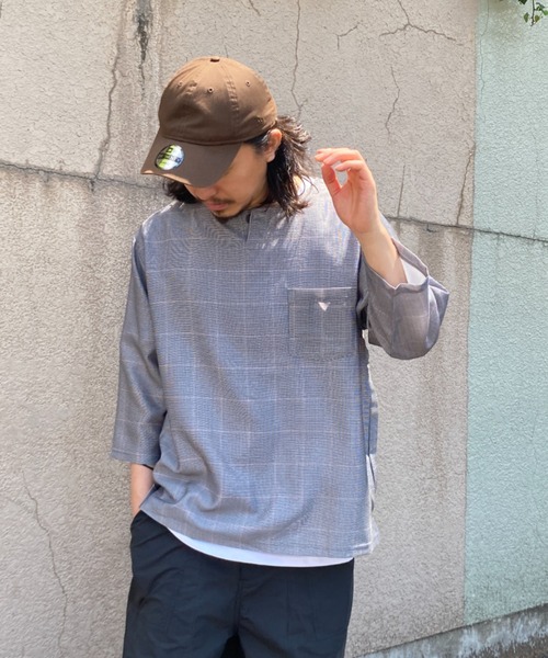 NO NEED(ノーニード)の「7分袖ノーカラーシャツTインナーセット(シャツ/ブラウス・メンズ・グレー系その他・M/L/LL)」の12枚目の写真