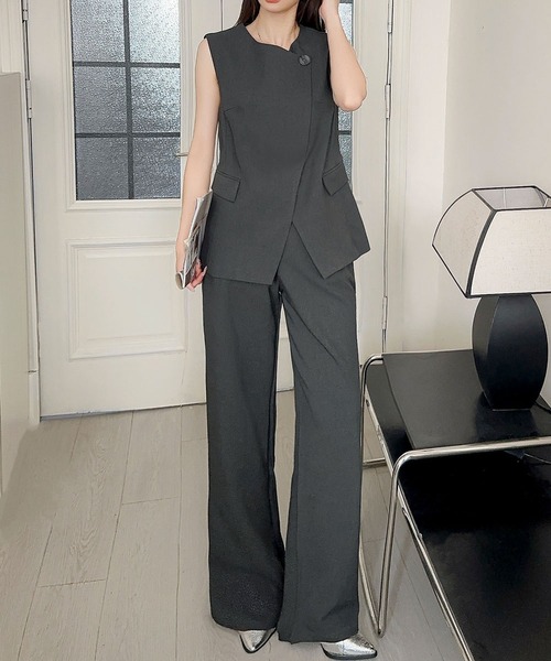 【JAPANESE VINTAGE】5点セット シングルスーツ セットアップ 90s SAG HARBOR リネン混 スーツ テーラード ジャケット 脇ゴム