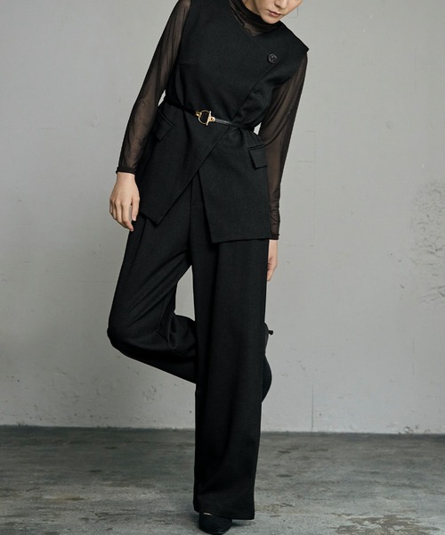 アシンメトリーベスト ワイドパンツ セットアップ スーツ フォーマル