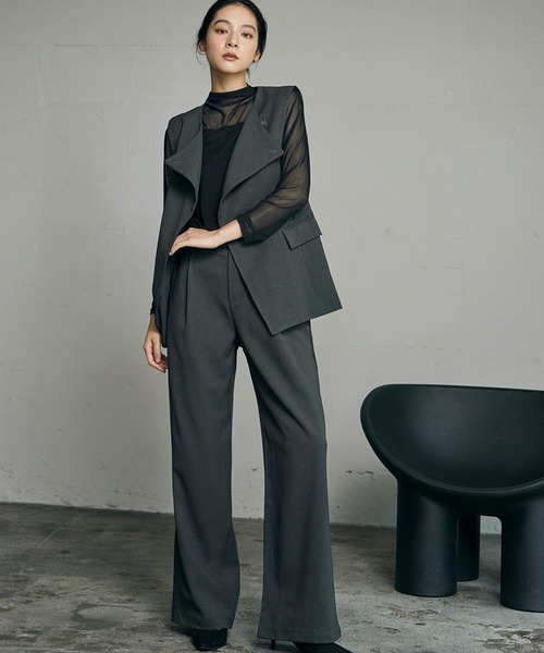 アシンメトリーベスト ワイドパンツ セットアップ スーツ フォーマル