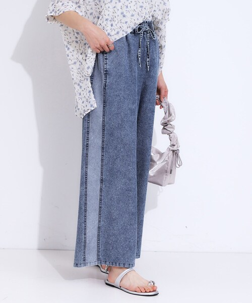 Cutie Blonde（キューティーブロンド）の「【S-LL】サイドラインがアクセント イージーデニムパンツ（デニムパンツ・レディース・ブラック系4/ブルー系4・01/02/03/04）」の6枚目の写真