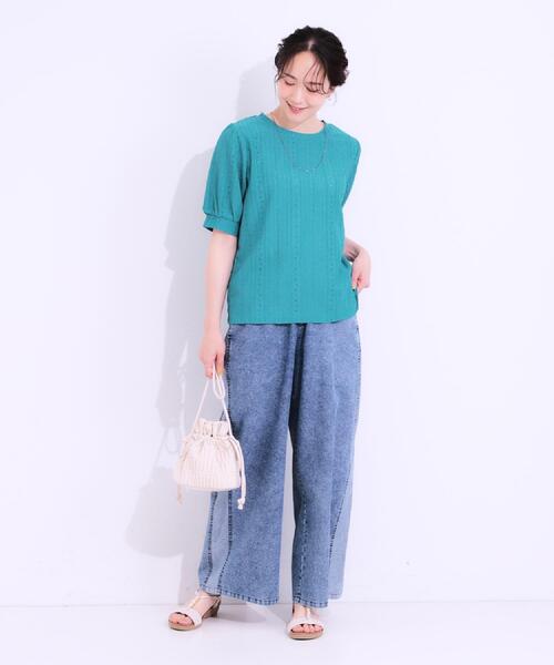 Cutie Blonde（キューティーブロンド）の「【S-LL】サイドラインがアクセント イージーデニムパンツ（デニムパンツ・レディース・ブラック系4/ブルー系4・01/02/03/04）」の17枚目の写真