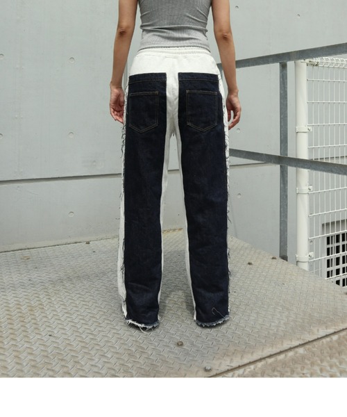 FIG&VIPER（フィグアンドバイパー）の「デニム×スウェットワイドPT（スウェットパンツ・レディース・ブルー/ダークブルー・FREE）」の19枚目の写真