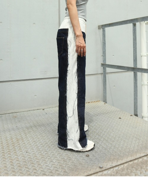 FIG&VIPER（フィグアンドバイパー）の「デニム×スウェットワイドPT（スウェットパンツ・レディース・ブルー/ダークブルー・FREE）」の20枚目の写真