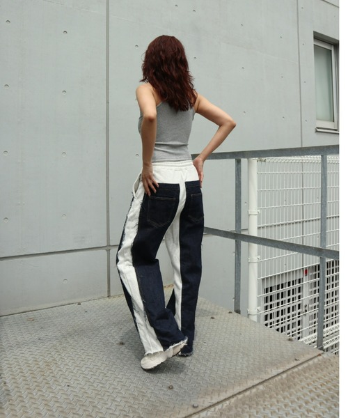 FIG&VIPER（フィグアンドバイパー）の「デニム×スウェットワイドPT（スウェットパンツ・レディース・ブルー/ダークブルー・FREE）」の15枚目の写真