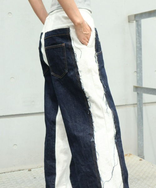 FIG&VIPER（フィグアンドバイパー）の「デニム×スウェットワイドPT（スウェットパンツ・レディース・ブルー/ダークブルー・FREE）」の21枚目の写真