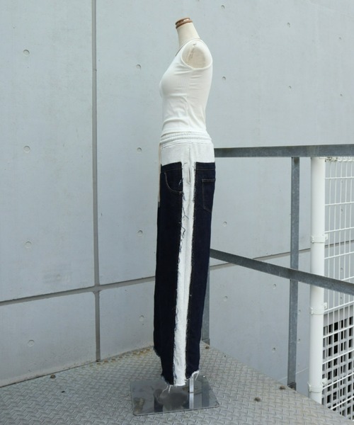 FIG&VIPER（フィグアンドバイパー）の「デニム×スウェットワイドPT（スウェットパンツ・レディース・ブルー/ダークブルー・FREE）」の10枚目の写真