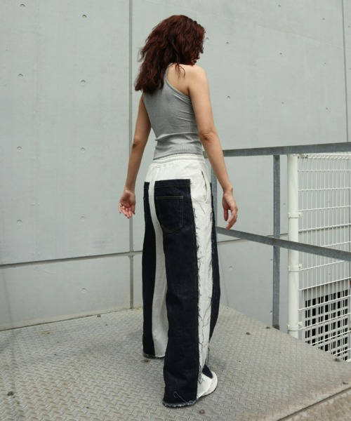 FIG&VIPER（フィグアンドバイパー）の「デニム×スウェットワイドPT（スウェットパンツ・レディース・ブルー/ダークブルー・FREE）」の16枚目の写真