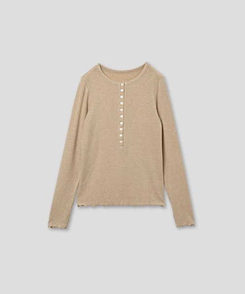 kha:ki(カーキ)の「「KHA:KI / カーキ」W/TEN HENLY NECK TOP(Tシャツ/カットソー・レディース・オフホワイト/ブラック/ブラウン/サンドベージュ・1)」の4枚目の写真