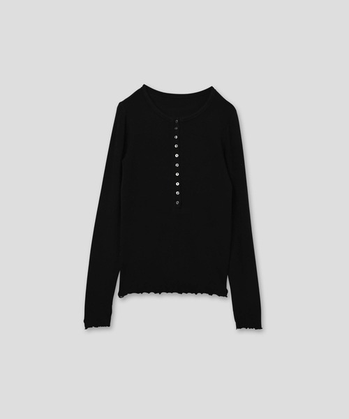 kha:ki(カーキ)の「「KHA:KI / カーキ」W/TEN HENLY NECK TOP(Tシャツ/カットソー・レディース・オフホワイト/ブラック/ブラウン/サンドベージュ・1)」の1枚目の写真