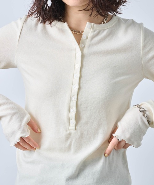 kha:ki(カーキ)の「「KHA:KI / カーキ」W/TEN HENLY NECK TOP(Tシャツ/カットソー・レディース・オフホワイト/ブラック/ブラウン/サンドベージュ・1)」の17枚目の写真