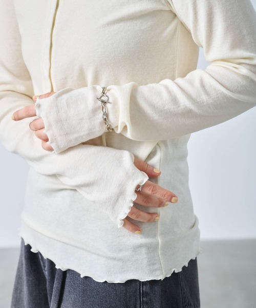 kha:ki(カーキ)の「「KHA:KI / カーキ」W/TEN HENLY NECK TOP(Tシャツ/カットソー・レディース・オフホワイト/ブラック/ブラウン/サンドベージュ・1)」の18枚目の写真