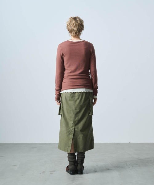 kha:ki(カーキ)の「「KHA:KI / カーキ」W/TEN HENLY NECK TOP(Tシャツ/カットソー・レディース・オフホワイト/ブラック/ブラウン/サンドベージュ・1)」の22枚目の写真