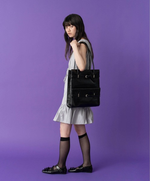 Casselini（キャセリーニ）の「Casselini(キャセリーニ)Wフラップベルトバッグ（トートバッグ・レディース・シルバー/ブラック・FREE）」の6枚目の写真