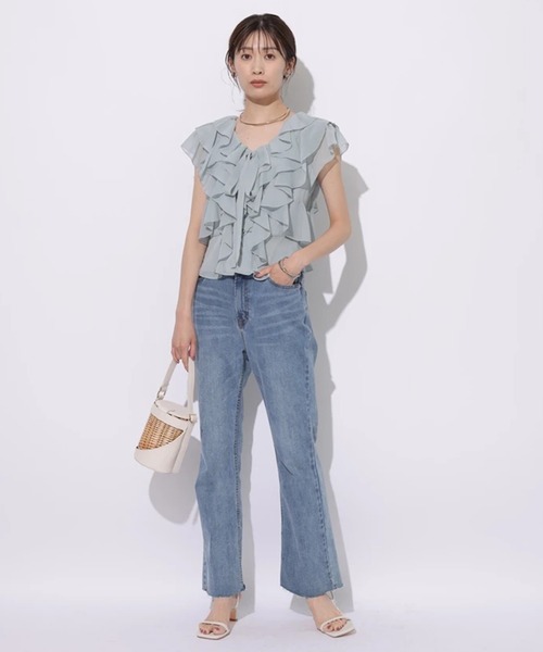 Mystrada - you　2点　新品　マイストラーダ　フリルブラウス　フレンチスリーブニット マイストラーダ Mystrada デコラチュールブラウス （薄ベージュ