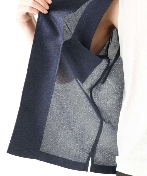 MK MICHEL KLEIN HOMME （エムケーミッシェルクランオム）の「【洗える / 快適高通気素材】カラミストレッチ開襟シャツ（シャツ/ブラウス・メンズ・ネイビー/アイボリー・46/48/51）」の10枚目の写真