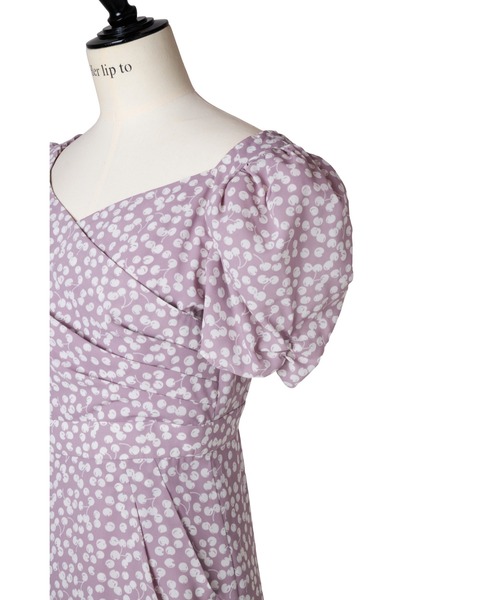 CherryPatternCache-CoeurOne-Piece ぺールモーヴ Cherry Pattern Cache-Coeur One-Piece（ワンピース）｜Her lip