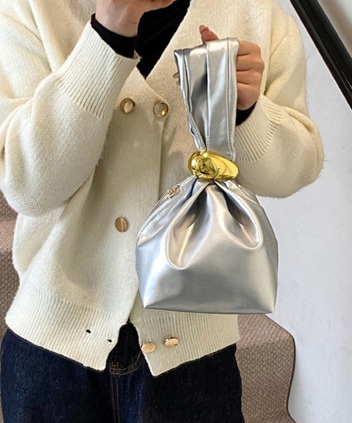 Mignonjour（ミニョンジュール）の「FReePLACe/オケージョン ミニバッグ X12548（ハンドバッグ・レディース・シルバー/ブラック/ホワイト/ブラウン/ダークブラウン・FREE）」の5枚目の写真