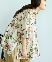YOSHIYO ヨシヨ ブラウス 4(XL位) 紺x緑xベージュ(花柄) 【古着】【中古】 YOSHIYO ヨシヨ ブラウス 4(XL位) 紺x緑xベージュ(花柄) 【古着