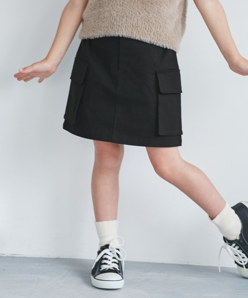ROPE' PICNIC（ロペピクニック）の「【KIDS/キッズ】インパンツ付きストレッチカーゴミニスカート（スカート・キッズ・ベージュ/ブラック・S/L/M）」の5枚目の写真