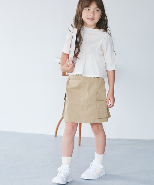 ROPE' PICNIC（ロペピクニック）の「【KIDS/キッズ】インパンツ付きストレッチカーゴミニスカート（スカート・キッズ・ベージュ/ブラック・S/L/M）」の7枚目の写真