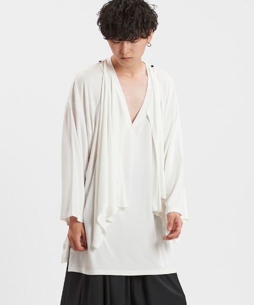 NO ID.(ノーアイディ)の「mlt5346-フリルストールディープV-N-T カットソー(Tシャツ/カットソー・メンズ・ダークグレー/ホワイト/ブラック・ONE SIZE)」の20枚目の写真