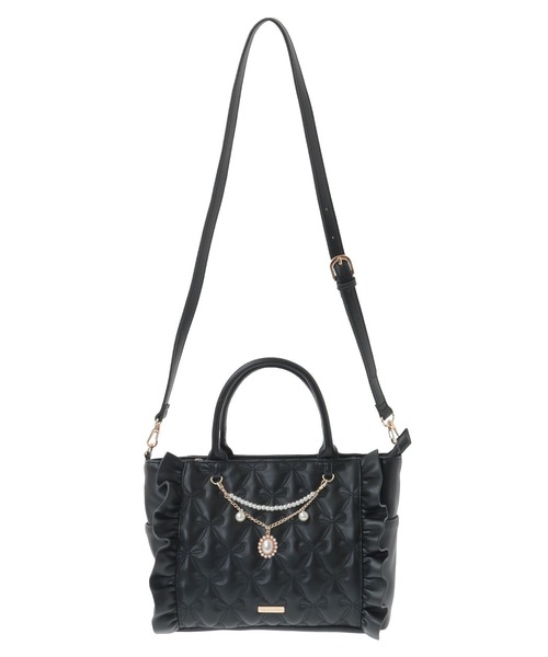 Maison de FLEUR（メゾンドフルール）の「チャーム付きリボンキルティング2Wayトート（トートバッグ・レディース・ブラック/ライトピンク・FREE）」の18枚目の写真