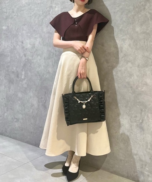 Maison de FLEUR（メゾンドフルール）の「チャーム付きリボンキルティング2Wayトート（トートバッグ・レディース・ブラック/ライトピンク・FREE）」の21枚目の写真