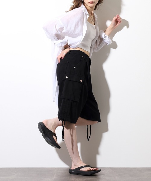 FUNALIVE（ファンアライブ）の「.works　デニムカーゴハーフパンツ（デニムパンツ・レディース・ブルー/ブラック/ダークグレー・61/64）」の8枚目の写真