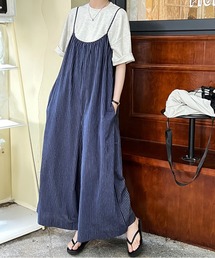 MAISON DE THERESE | ブルーストライプのサロペットオール(サロペット/オーバーオール)