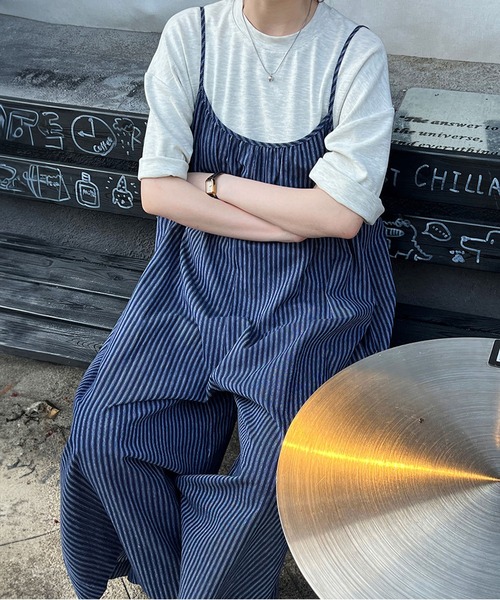 MAISON DE THERESE（メゾン ド テレーズ）の「ブルーストライプのサロペットオール（サロペット/オーバーオール・レディース・ブルー・M/L）」の10枚目の写真