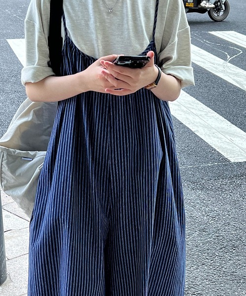 MAISON DE THERESE（メゾン ド テレーズ）の「ブルーストライプのサロペットオール（サロペット/オーバーオール・レディース・ブルー・M/L）」の11枚目の写真