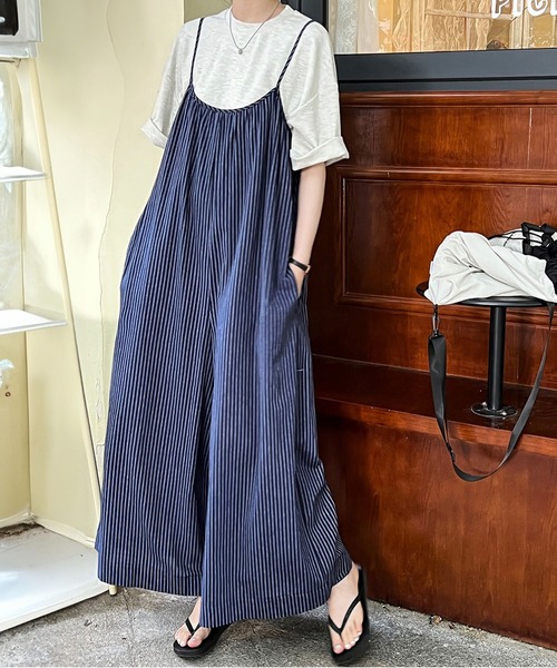 MAISON DE THERESE（メゾン ド テレーズ）の「ブルーストライプのサロペットオール（サロペット/オーバーオール・レディース・ブルー・M/L）」の4枚目の写真