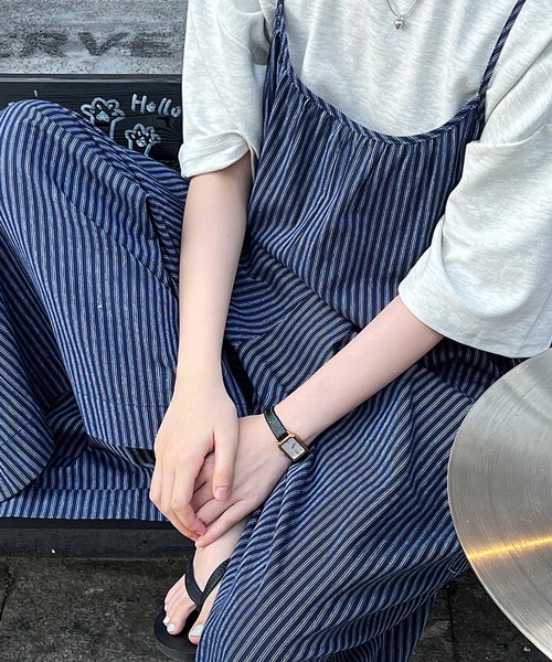 MAISON DE THERESE（メゾン ド テレーズ）の「ブルーストライプのサロペットオール（サロペット/オーバーオール・レディース・ブルー・M/L）」の15枚目の写真