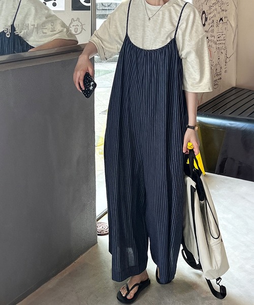 MAISON DE THERESE（メゾン ド テレーズ）の「ブルーストライプのサロペットオール（サロペット/オーバーオール・レディース・ブルー・M/L）」の8枚目の写真