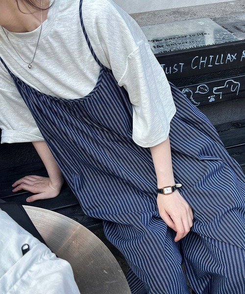 MAISON DE THERESE（メゾン ド テレーズ）の「ブルーストライプのサロペットオール（サロペット/オーバーオール・レディース・ブルー・M/L）」の14枚目の写真