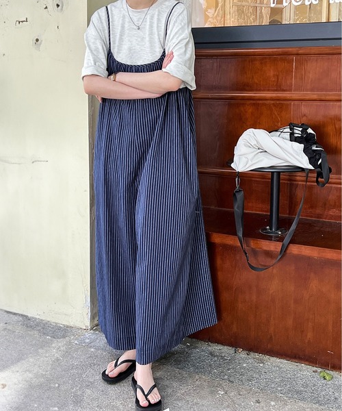 MAISON DE THERESE（メゾン ド テレーズ）の「ブルーストライプのサロペットオール（サロペット/オーバーオール・レディース・ブルー・M/L）」の7枚目の写真