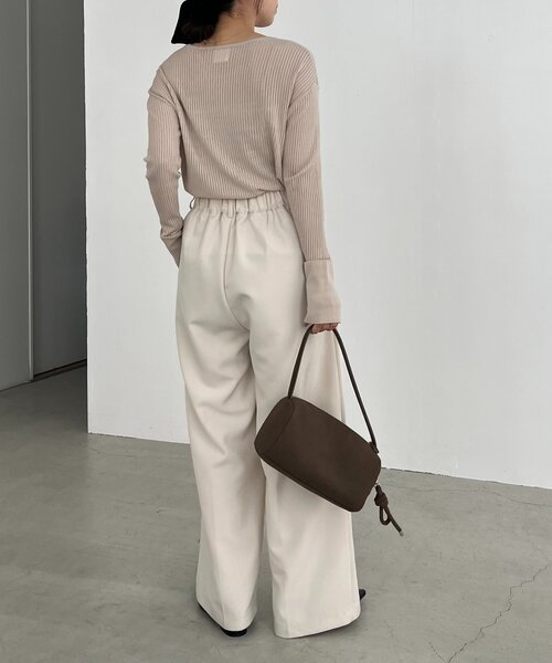 CAPRICIEUX LE'MAGE(カプリシューレマージュ)の「〈C.L〉シアーヘンリーニット(ニット/セーター・レディース・ベージュ/ブラウン/オフホワイト・FREE)」の14枚目の写真