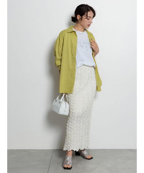 Te chichi（テチチ）の「エンブロイダリーシャーリングスカート（スカート・レディース・ブラック/オフホワイト・F）」の4枚目の写真