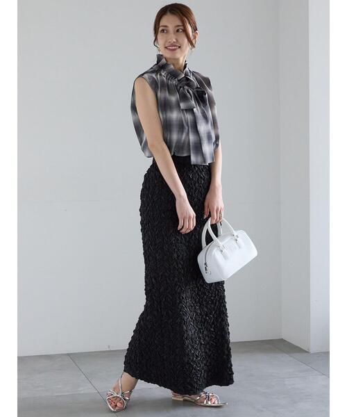 Te chichi（テチチ）の「エンブロイダリーシャーリングスカート（スカート・レディース・ブラック/オフホワイト・F）」の10枚目の写真