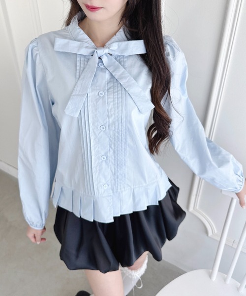 Loueme(ルエム)の「【2点SET】ボウタイブラウス+リボン刺繍ベスト(シャツ/ブラウス・レディース・ブラック/オフホワイト/グレー/ピンク・FREE)」の20枚目の写真