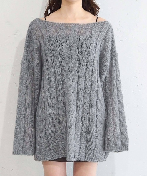 tiptop（ティップトップ）の「シアーケーブルBIGニット（ニット/セーター・レディース・グリーン/チャコールグレー/ブルー/アイボリー・FREE）」の22枚目の写真